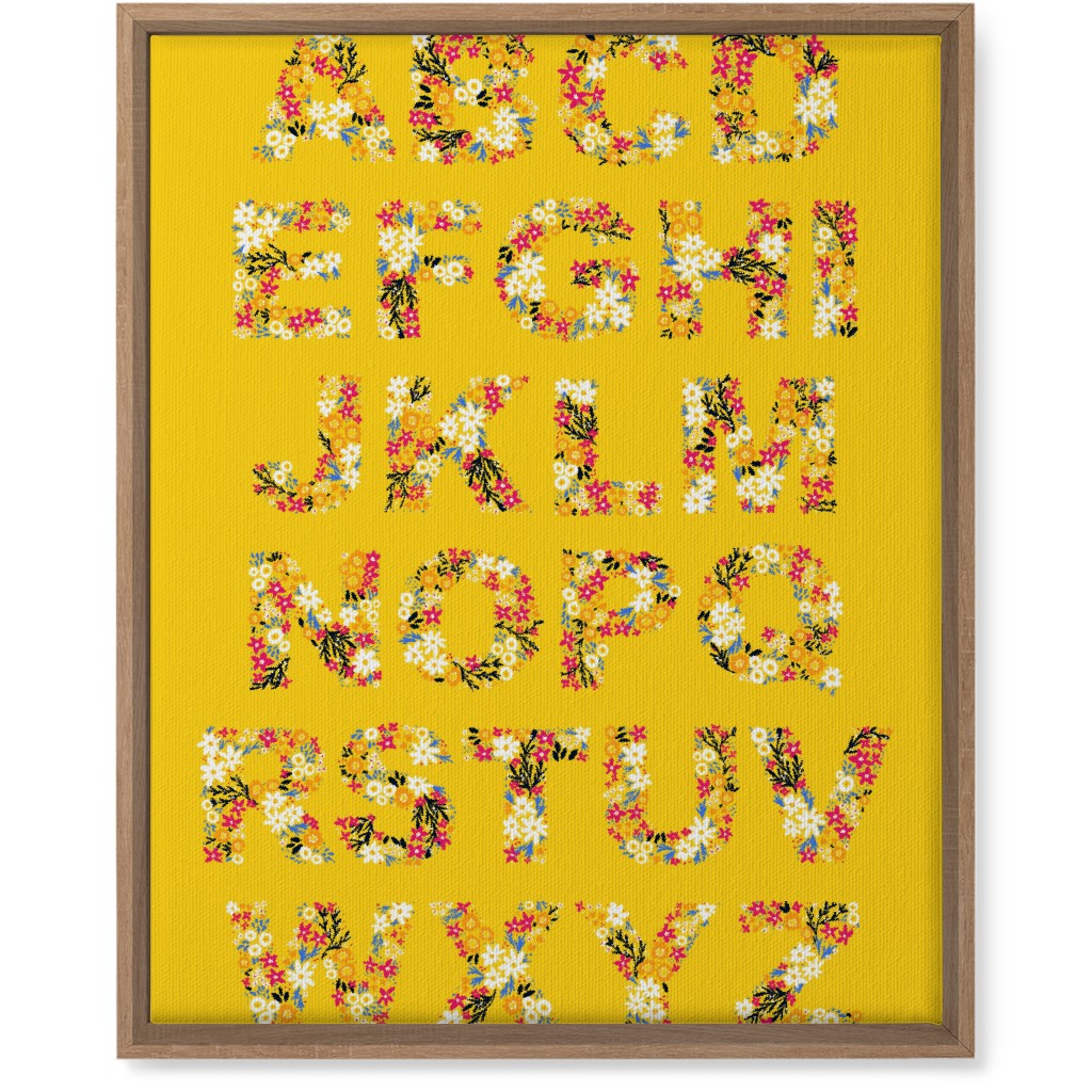 Rustic Wildflower Alphabet Wall Art, Natural, Single piece, Canvas, 16x20, Yellow, Dandelion