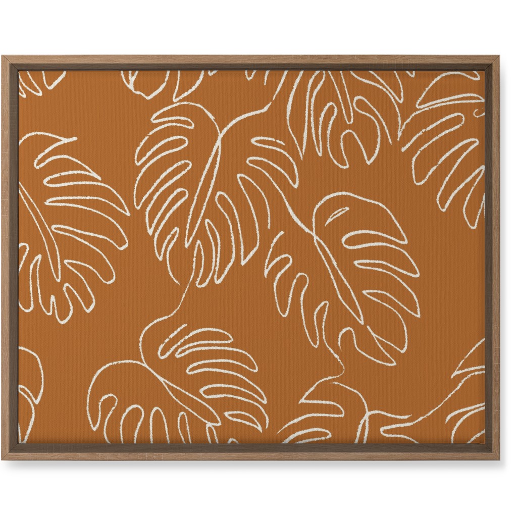 Monstera Line Art - Burnt Orange Wall Art, Natural, Single piece, Canvas, 16x20, Orange