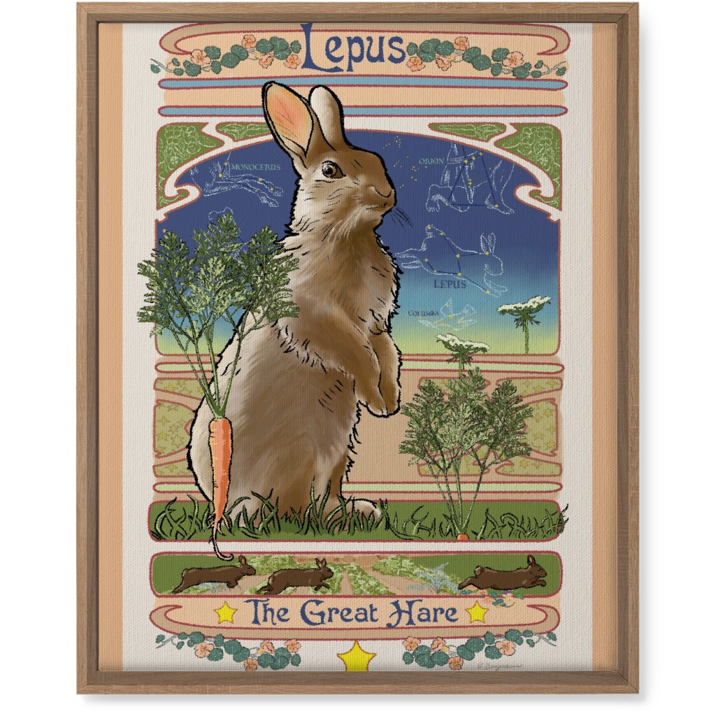 Art Nouveau Hare Wall Art, Natural, Single piece, Canvas, 16x20, Brown, Brown