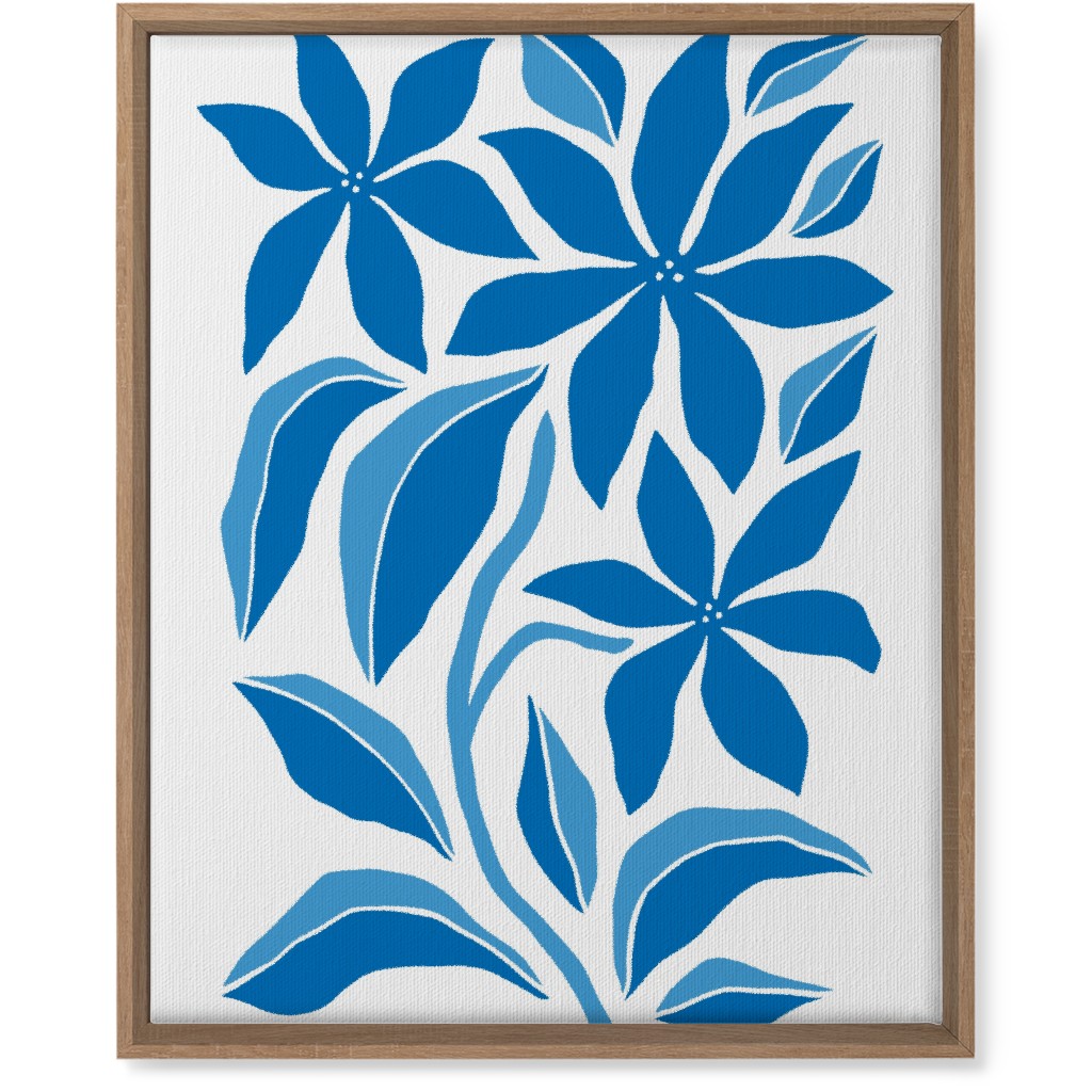 Minimalist Block Botanical Floral - Blue Wall Art, Natural, Single piece, Canvas, 16x20, Blue, True Blue