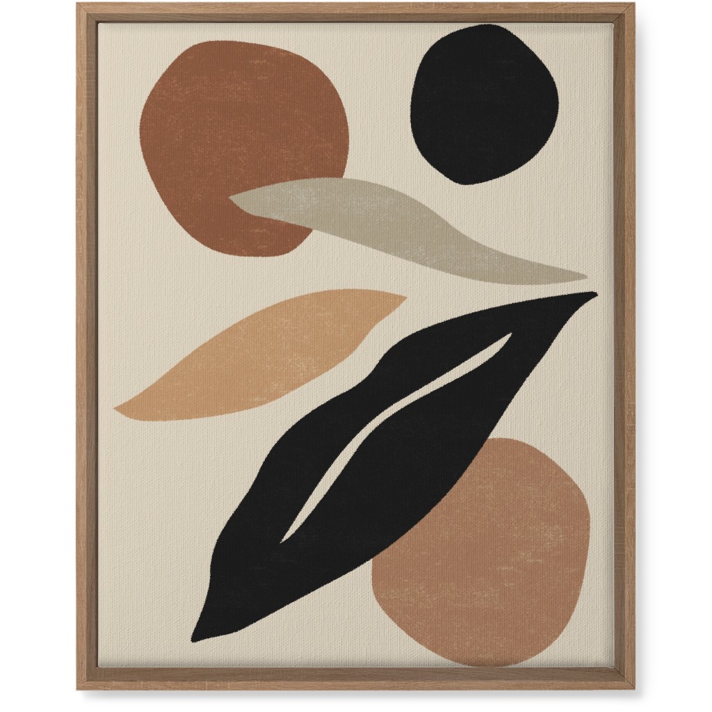 Abstract Shape and Leaf Collage - Neutral Wall Art, Natural, Single piece, Canvas, 16x20, Beige