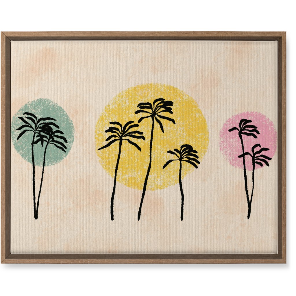 Palm Trees on Colored Dots - Multi Wall Art, Natural, Single piece, Canvas, 16x20, Multicolor
