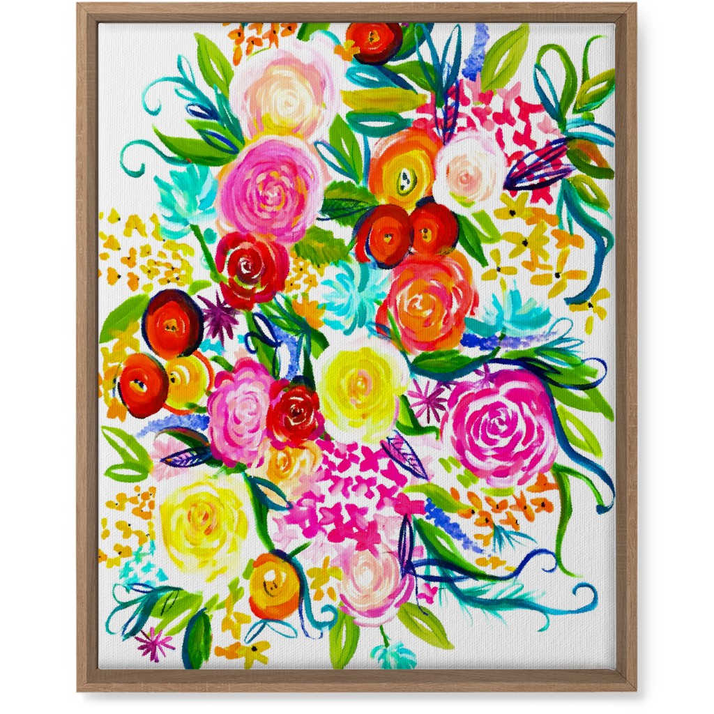 Summer Floral Acrylic Floral - Neon Wall Art, Natural, Single piece, Canvas, 16x20, Multicolor
