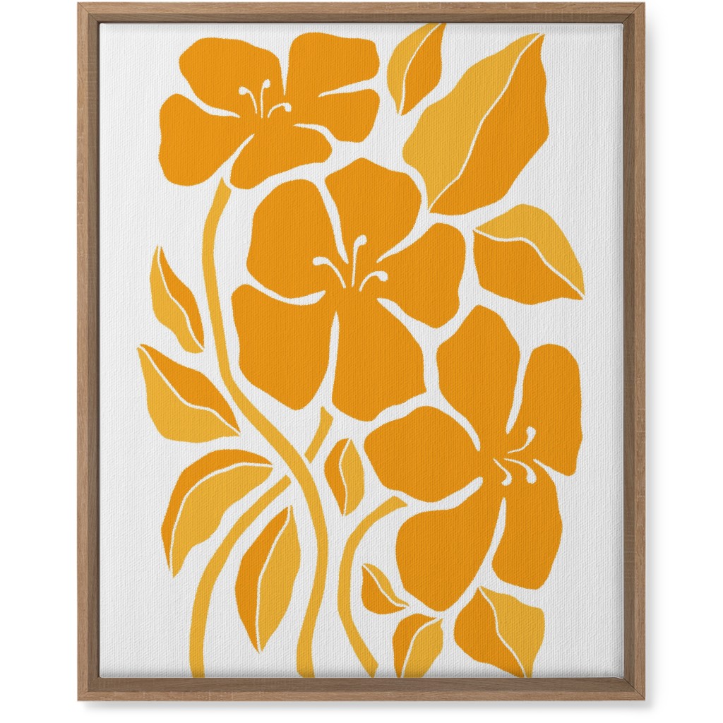 Minimalist Block Hibiscus Floral - Yellow Wall Art, Natural, Single piece, Canvas, 16x20, Orange, Orange