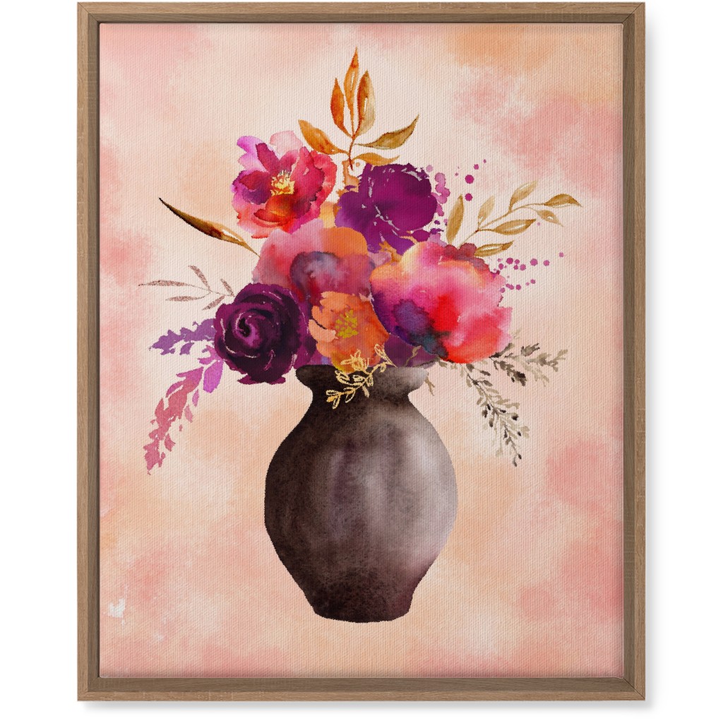 Flowers in a Vase Wall Art, Natural, Single piece, Canvas, 16x20, Pink