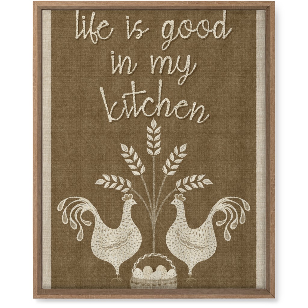 in My Kitchen Vintage Chickens - Brown Wall Art, Natural, Single piece, Canvas, 16x20, Brown, Brown