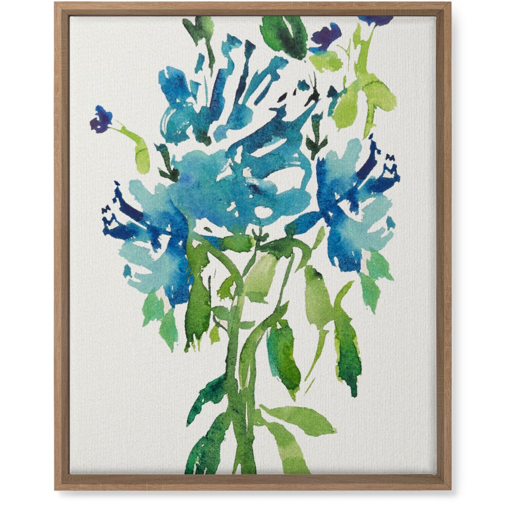 Watercolor Florals - Blue Wall Art, Natural, Single piece, Canvas, 16x20, Blue