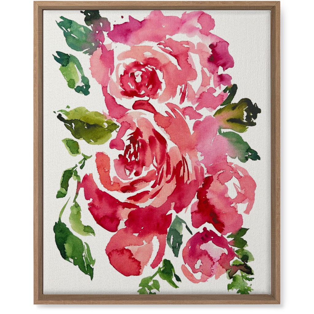 Watercolor Roses - Red Wall Art, Natural, Single piece, Canvas, 16x20, Pink