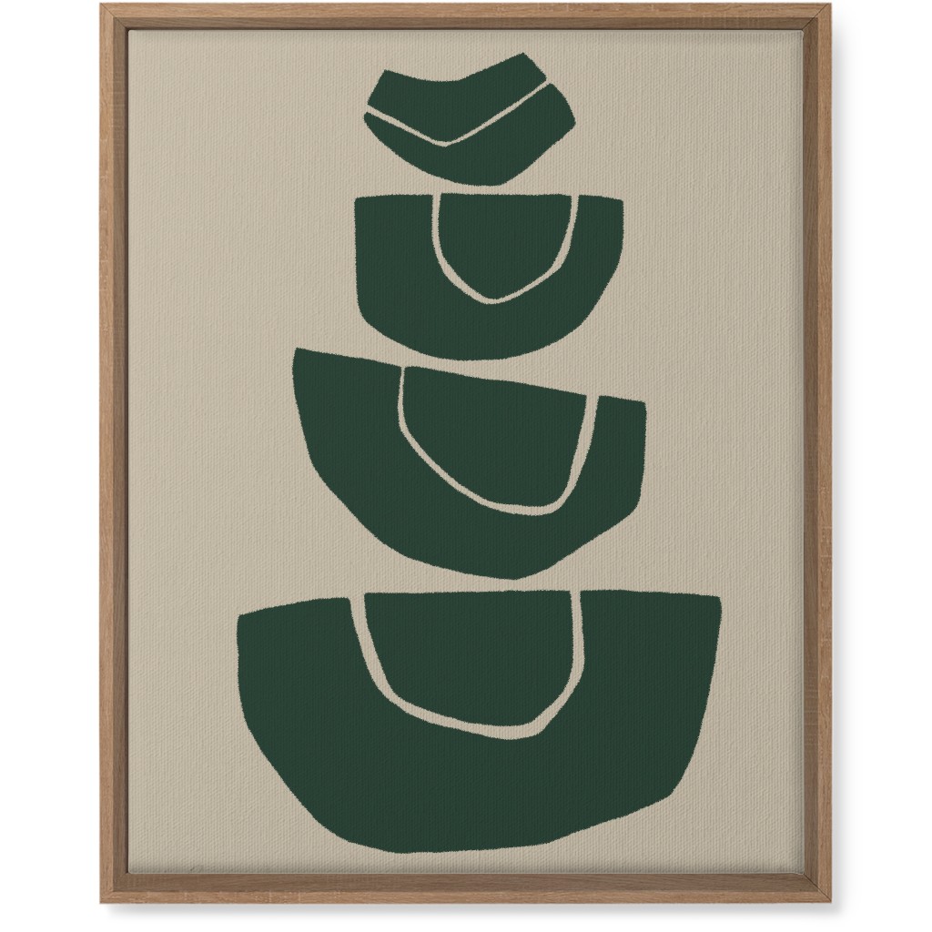 Geometric Stack Abstract Wall Art, Natural, Single piece, Canvas, 16x20, Green, Seaweed