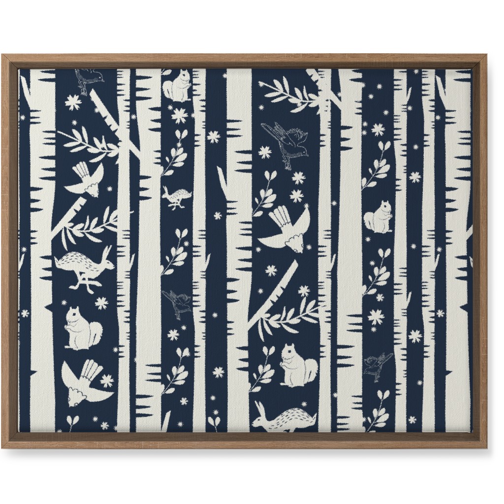 Birch Forest and Wild Animals Wall Art, Natural, Single piece, Canvas, 16x20, Blue