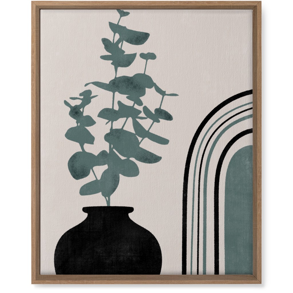 Modern Eucalytus Vase - Green and Ivory Wall Art, Natural, Single piece, Canvas, 16x20, Green