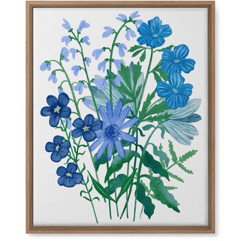 Bouquet of Flowers - Blue Wall Art, Natural, Single piece, Canvas, 16x20, Blue