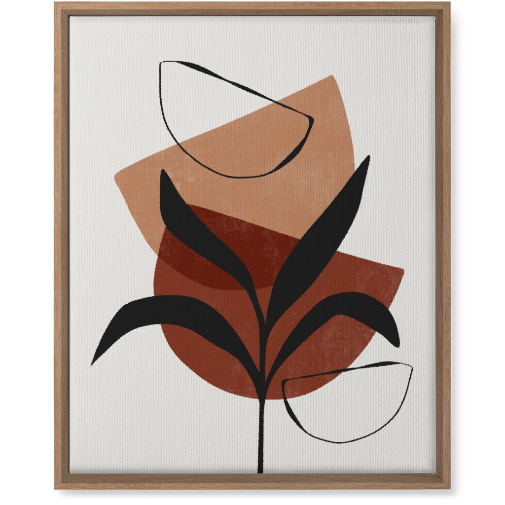 Abstract Leaf Silhouette - Terracotta and Ivory Wall Art, Natural, Single piece, Canvas, 16x20, Brown