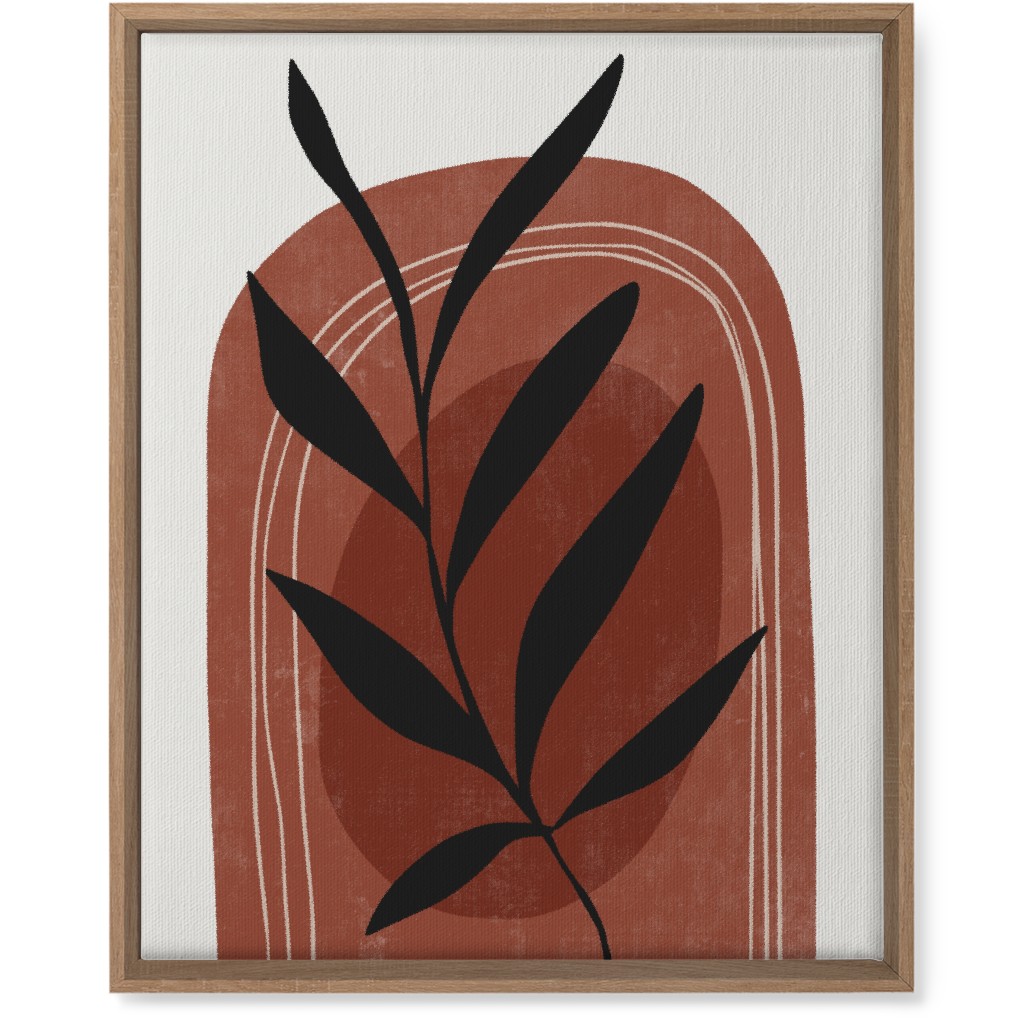 Abstract Leaf Sunrise - Terracotta and Ivory Wall Art, Natural, Single piece, Canvas, 16x20, Brown