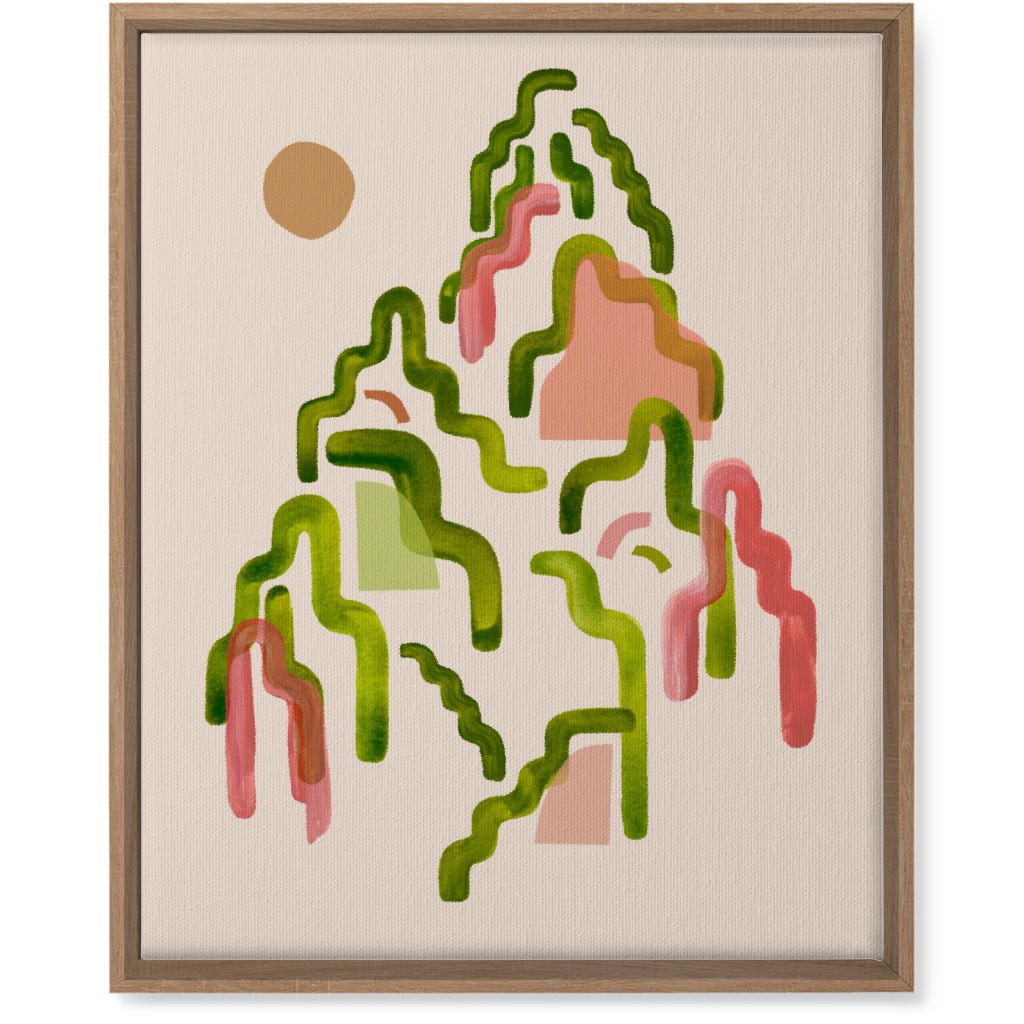 Forest Watercolor - Green and Pink Wall Art, Natural, Single piece, Canvas, 16x20, Multicolor