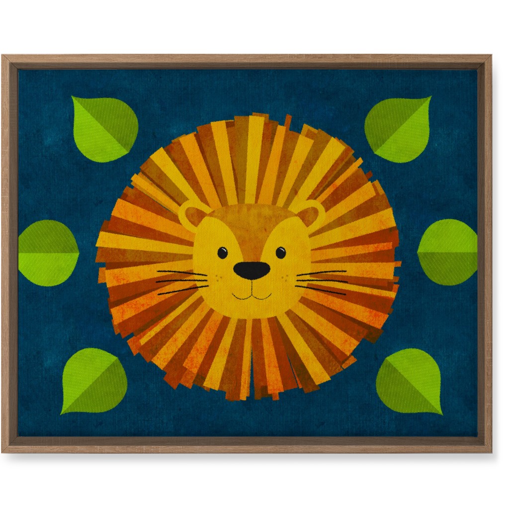 Lion Man - Multi on Blue Wall Art, Natural, Single piece, Canvas, 16x20, Orange