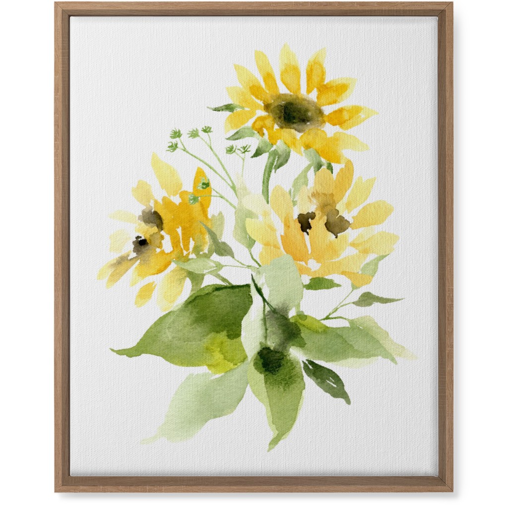 Bunch of Sunflowers Watercolor - Yellow Wall Art, Natural, Single piece, Canvas, 16x20, Yellow, Classic Yellow