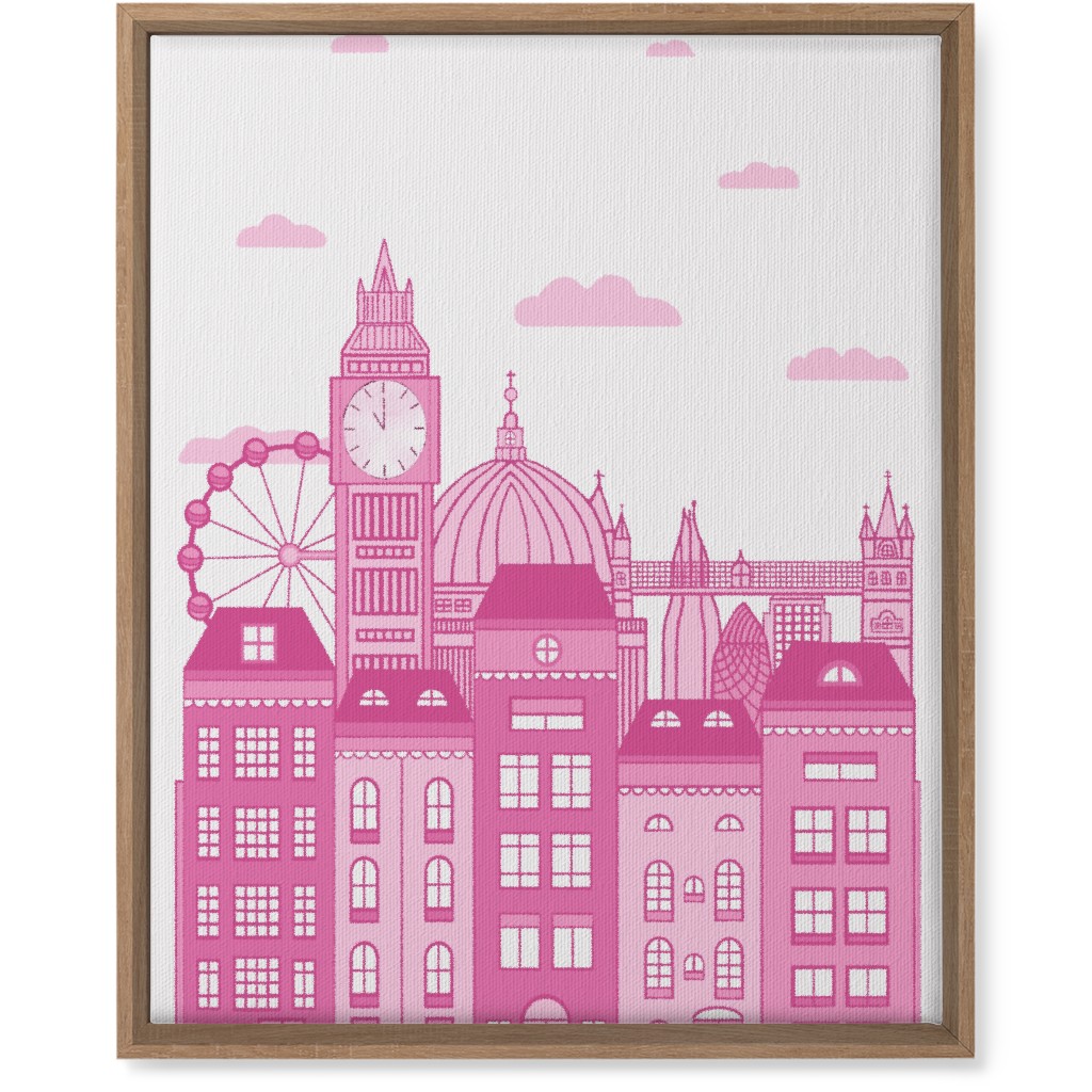 Pretty London Skyline Wall Art, Natural, Single piece, Canvas, 16x20, Pink