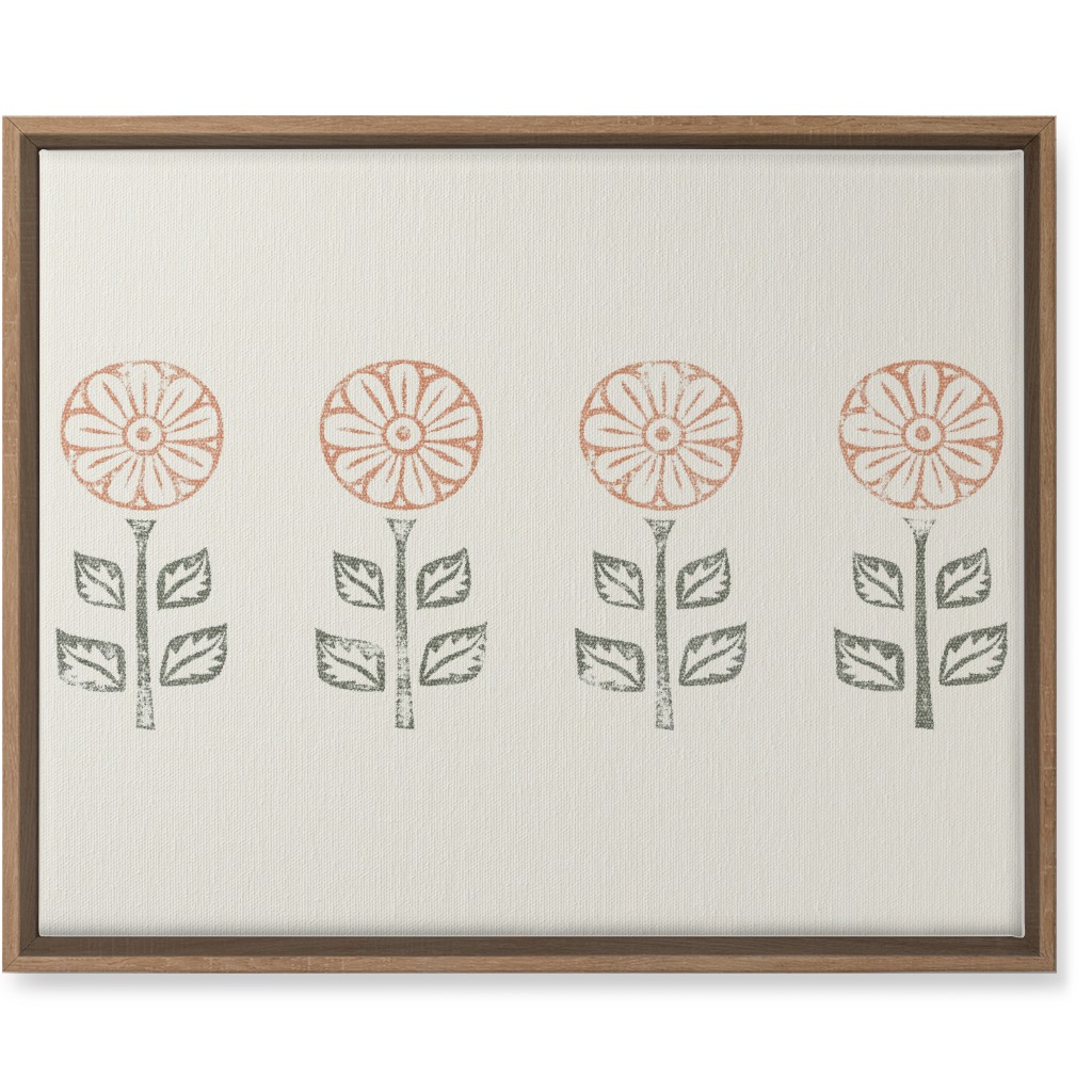 Floral Block Print Ii Wall Art, Natural, Single piece, Canvas, 16x20, Pink