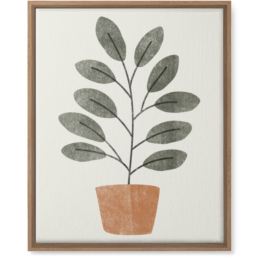 Botanical Plant in Pot - Gray and Beige Wall Art, Natural, Single piece, Canvas, 16x20, Gray