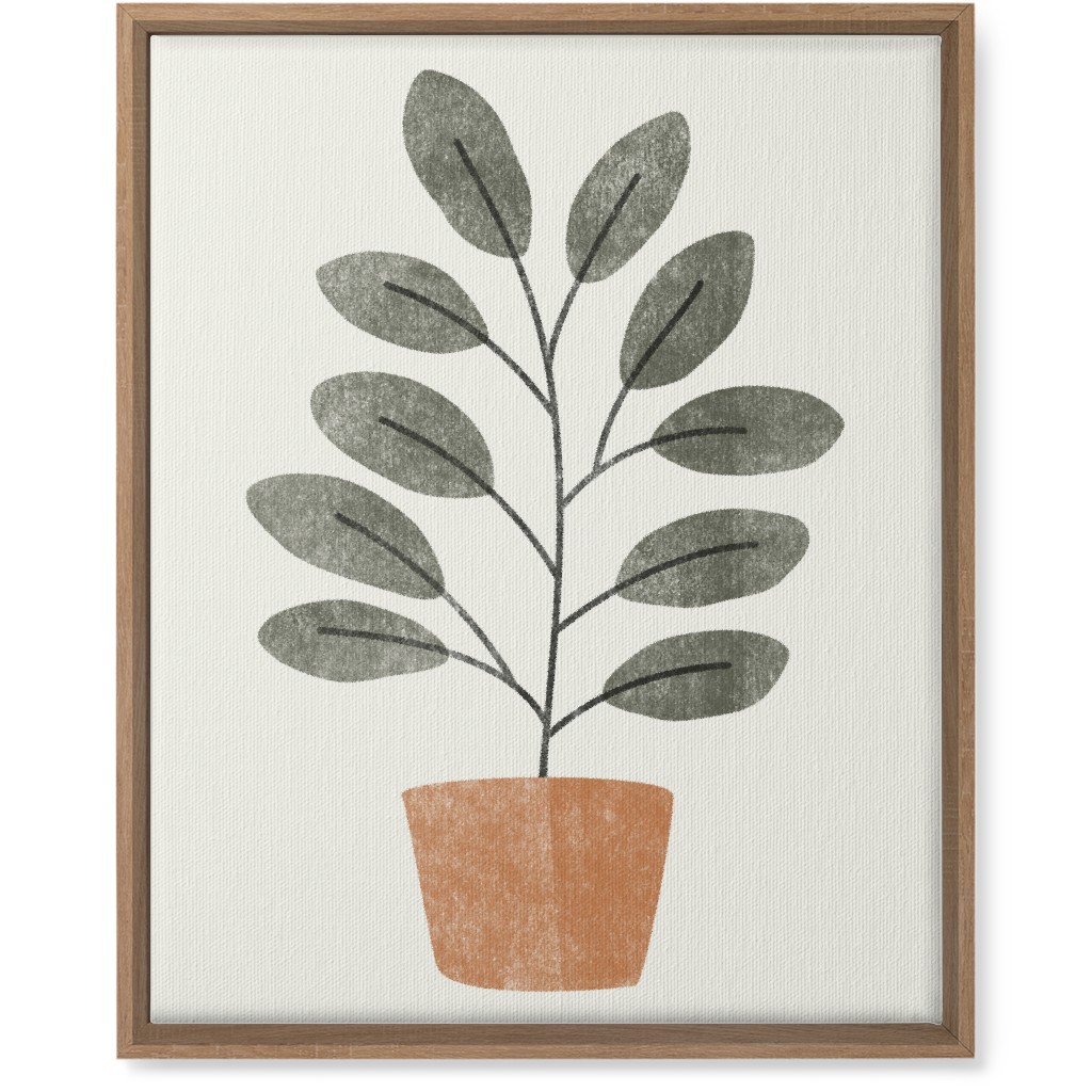 Botanical Plant in Pot - Gray and Beige Wall Art, Natural, Single piece, Canvas, 16x20, Gray