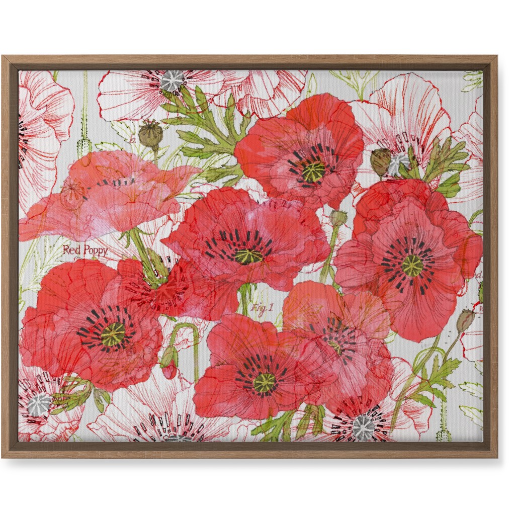 Poppy Romance - Red Wall Art, Natural, Single piece, Canvas, 16x20, Red