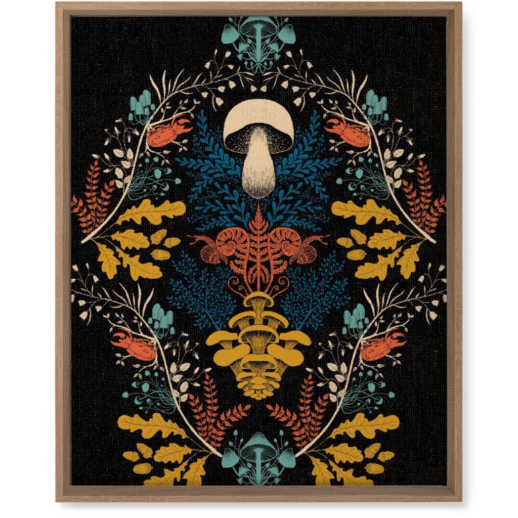 Mushroom Forest Wall Art, Natural, Single piece, Canvas, 16x20, Multicolor, Coal