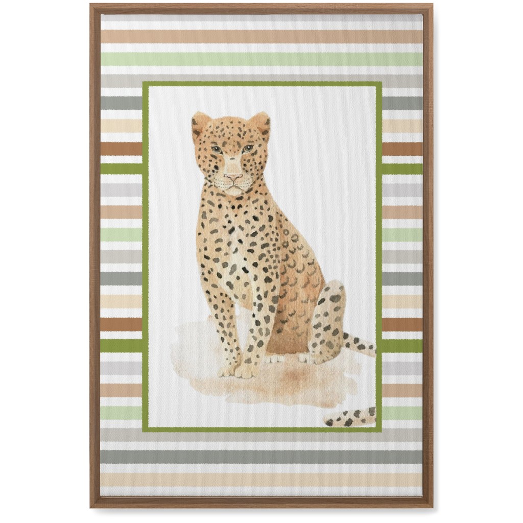 Jungle Safari Animals and Stripes - Leopard Wall Art, Natural, Single piece, Canvas, 20x30, Multicolor