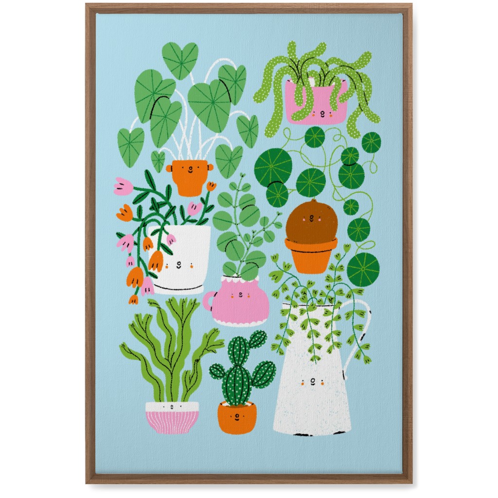 Plants Are Friends - Muti on Blue Wall Art, Natural, Single piece, Canvas, 20x30, Multicolor