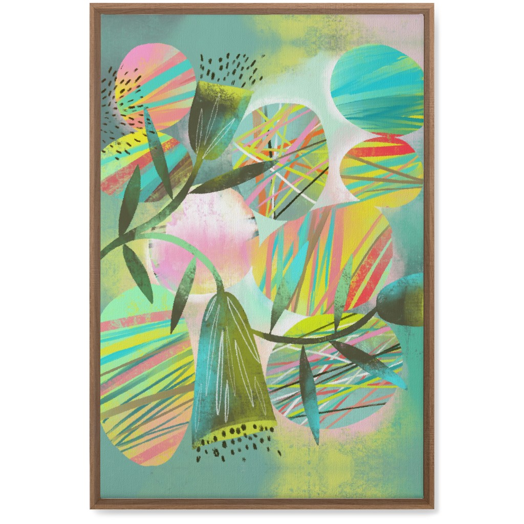 Botanical Abstract Playground - Multi Wall Art, Natural, Single piece, Canvas, 20x30, Green, Classic Green