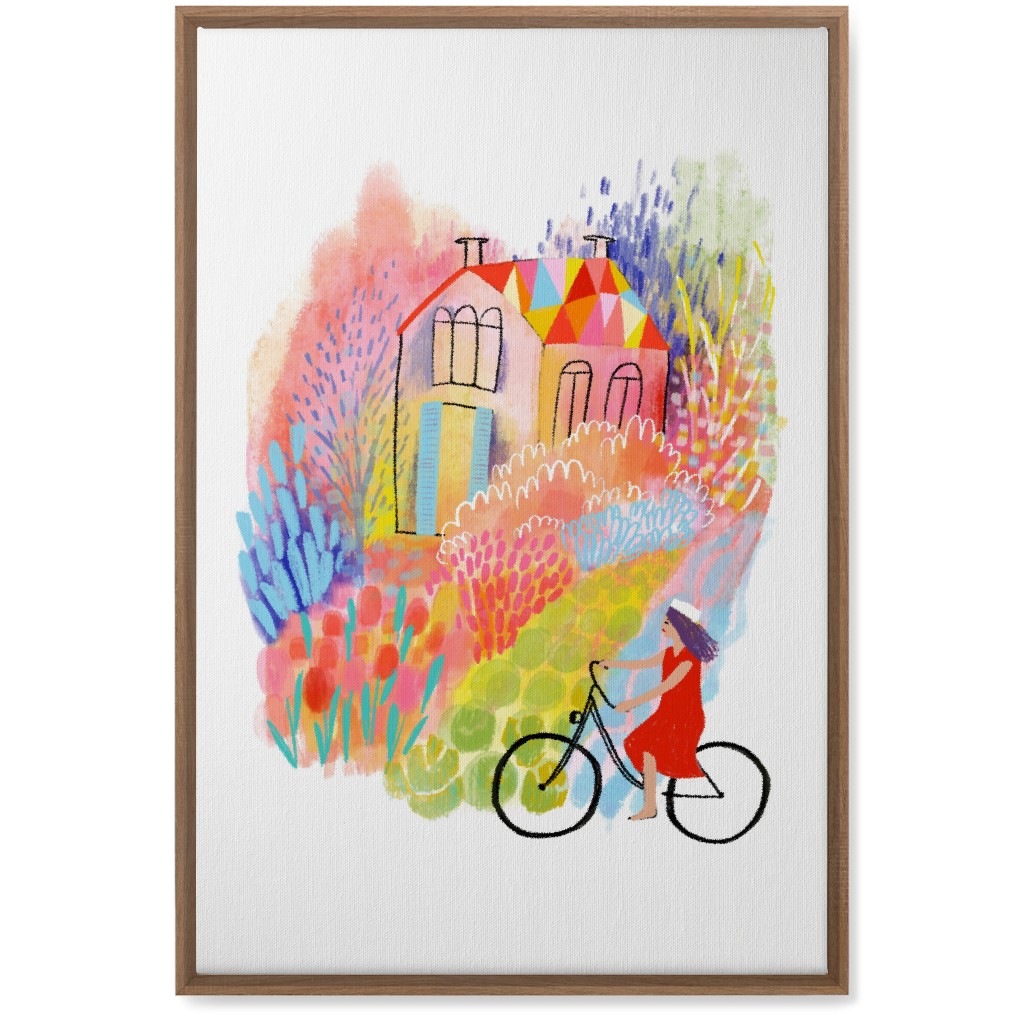 Cycling Through Spring Gardens - Multi Wall Art, Natural, Single piece, Canvas, 20x30, Multicolor