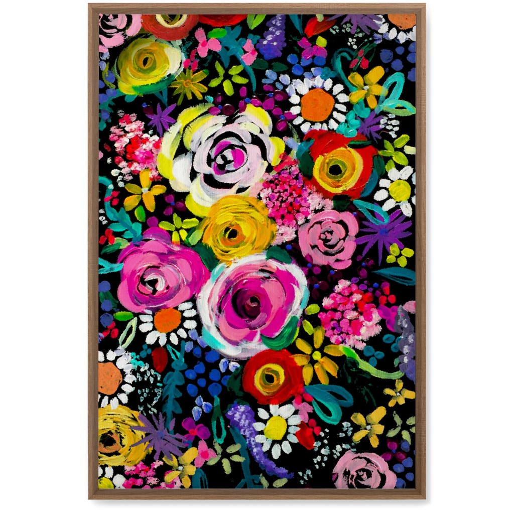 Les Fleurs Floral Painting Wall Art, Natural, Single piece, Canvas, 20x30, Multicolor, Ink Spot
