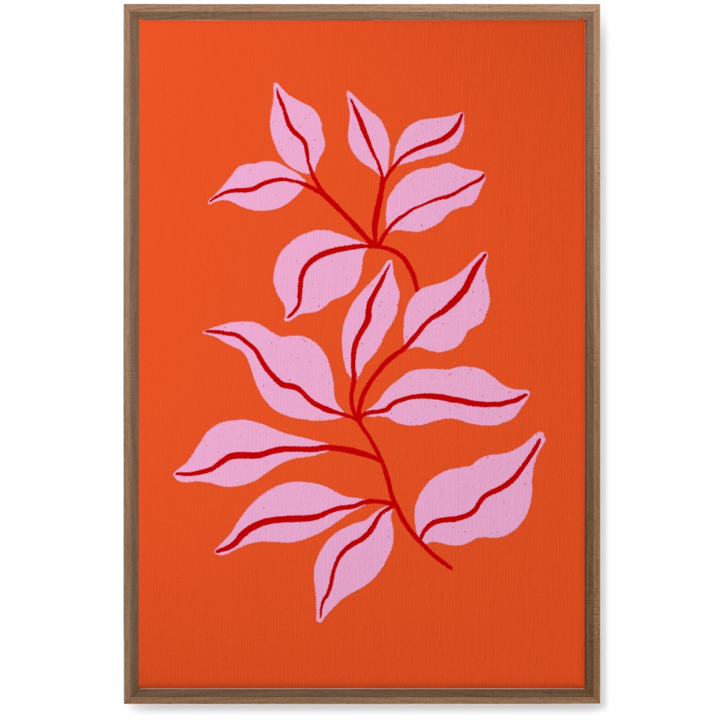 Leaf Dance - Red and Pink Wall Art, Natural, Single piece, Canvas, 20x30, Red