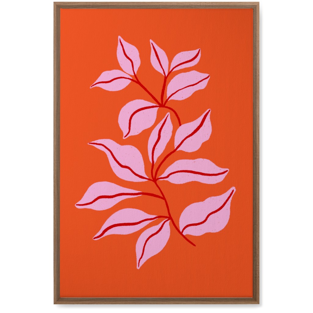 Leaf Dance - Red and Pink Wall Art, Natural, Single piece, Canvas, 20x30, Red, Red