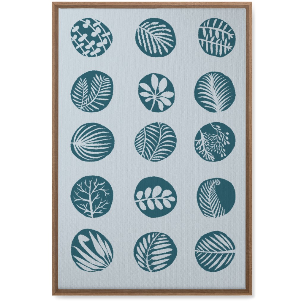 15 Round Leaves - Blue Wall Art, Natural, Single piece, Canvas, 20x30, Blue, True Blue