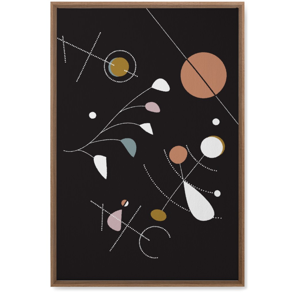 Mod Abstract Costmic Shapes - Multi on Black Wall Art, Natural, Single piece, Canvas, 20x30, Multicolor