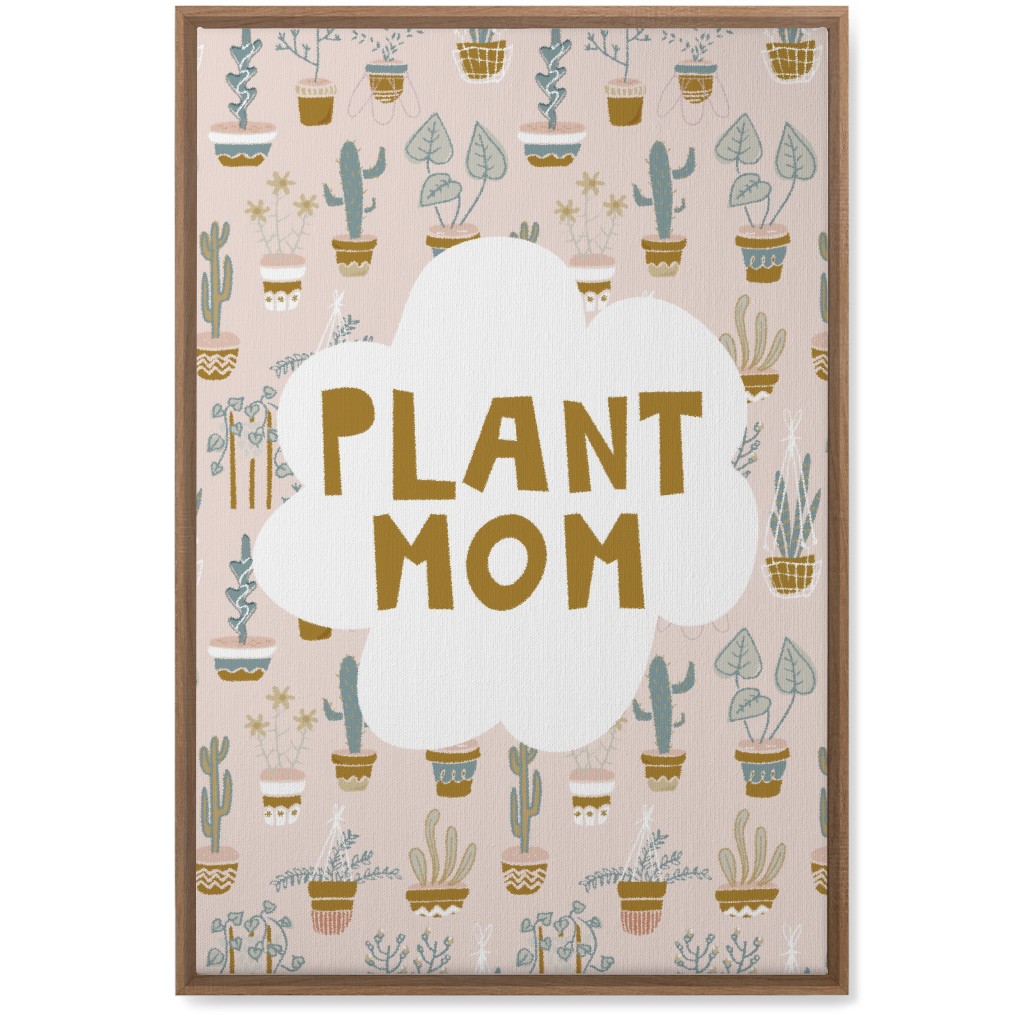 Plant Mom Indoor Garden - Neutral on Pink Wall Art, Natural, Single piece, Canvas, 20x30, Multicolor