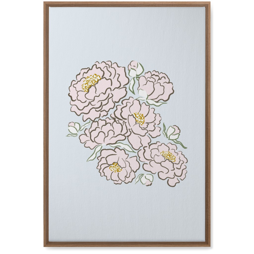 Peonies Wall Art, Natural, Single piece, Canvas, 20x30, Blue