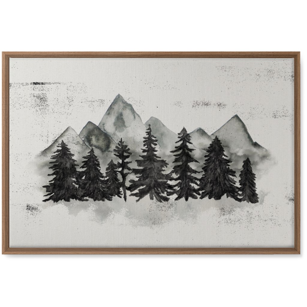 Pines and Mountains - Gray Wall Art, Natural, Single piece, Canvas, 20x30, Black