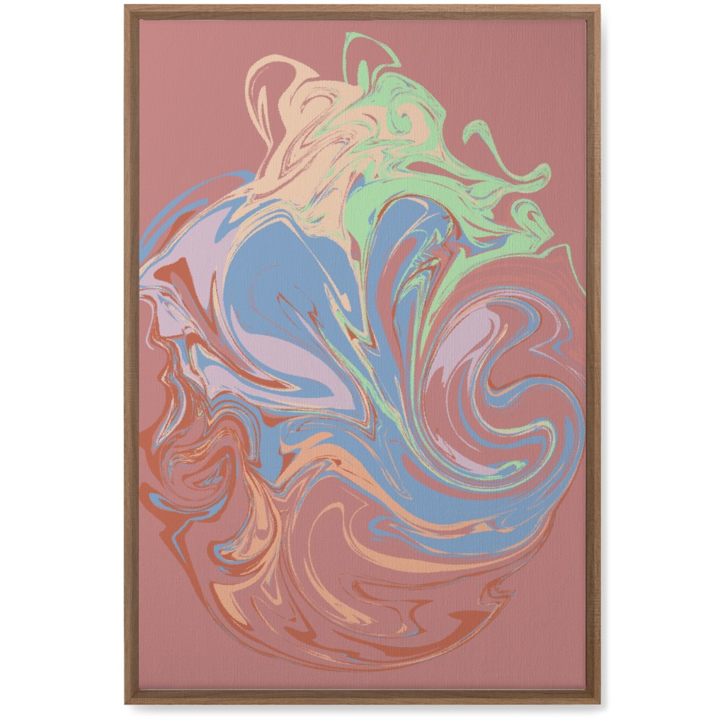 Abstract Marble Smoke Swirl - Multi on Pink Wall Art, Natural, Single piece, Canvas, 20x30, Multicolor