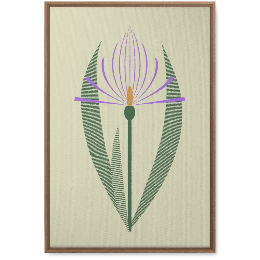 Abstract Lily Flower - Purple on Beige Wall Art, Natural, Single piece, Canvas, 20x30, Purple