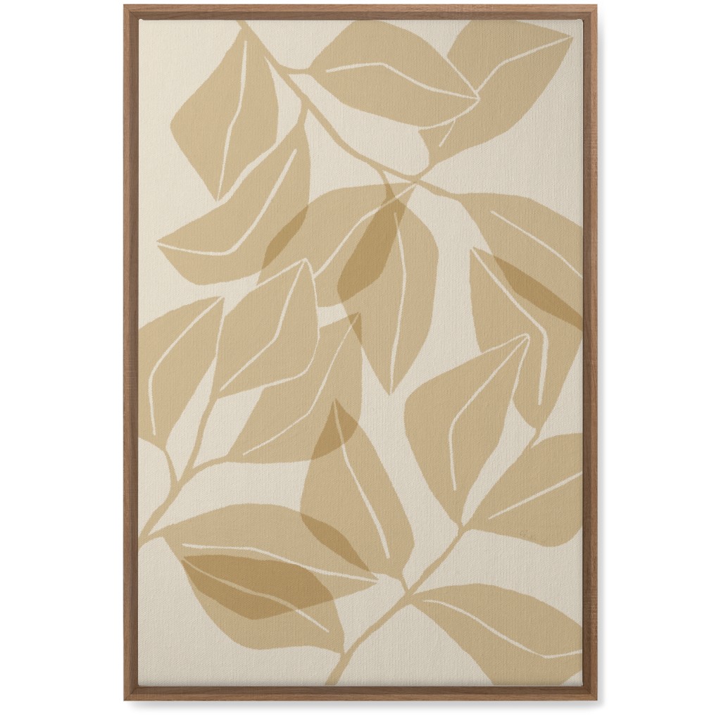Botanical Ficus Leaves Wall Art, Natural, Single piece, Canvas, 20x30, Beige, Latte
