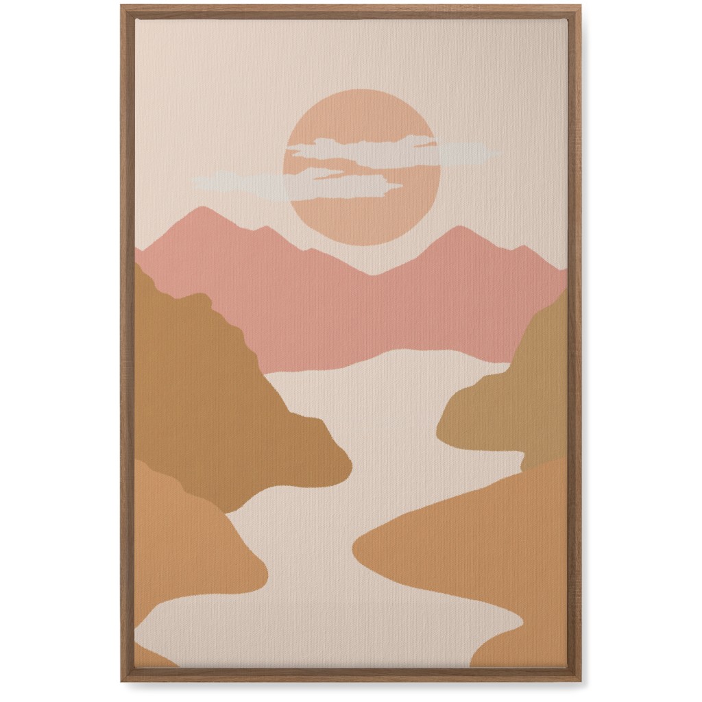 Abstract Valley Landscape - Neutral Wall Art, Natural, Single piece, Canvas, 20x30, Orange