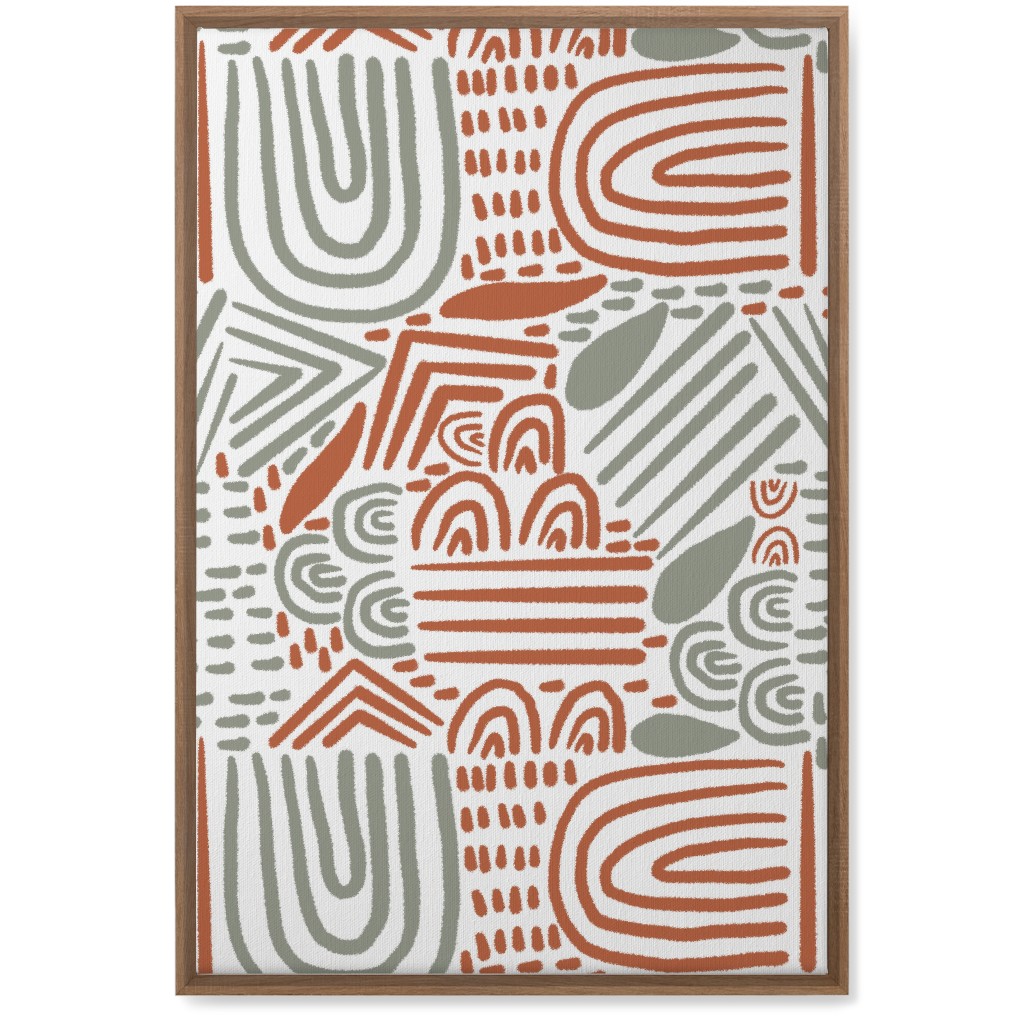 Modern Boho Abstract Shapes - Gray and Terracotta Wall Art, Natural, Single piece, Canvas, 20x30, Orange