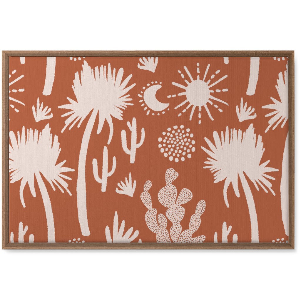 Boho Cactus and Palm Trees - Terracotta Wall Art, Natural, Single piece, Canvas, 20x30, Orange