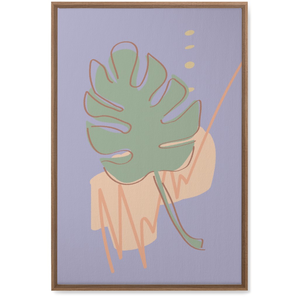 Modern Monstera Leaf - Purple and Green Wall Art, Natural, Single piece, Canvas, 20x30, Purple, Purple