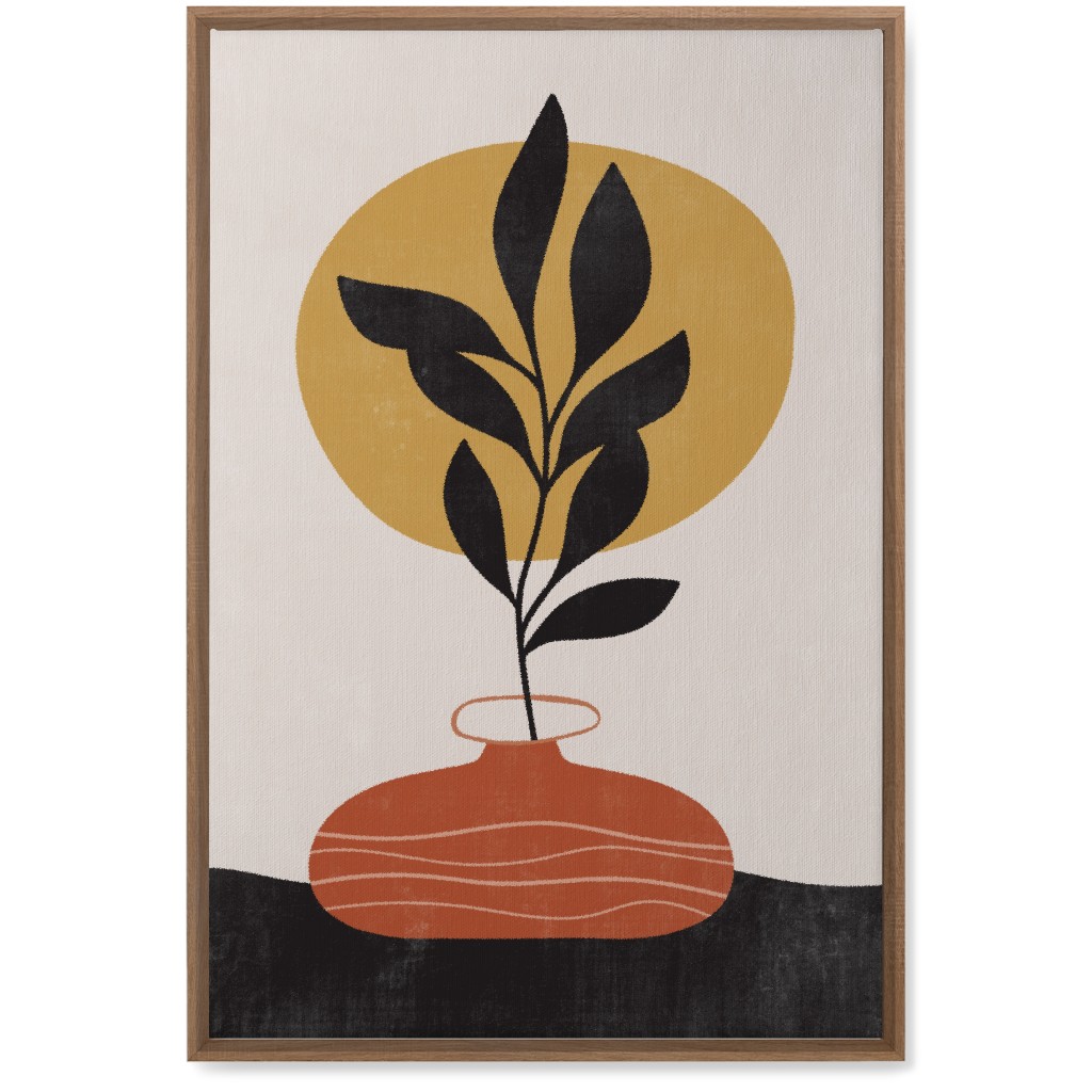 Earthen Vase - Terracotta Wall Art, Natural, Single piece, Canvas, 20x30, Orange, Orange