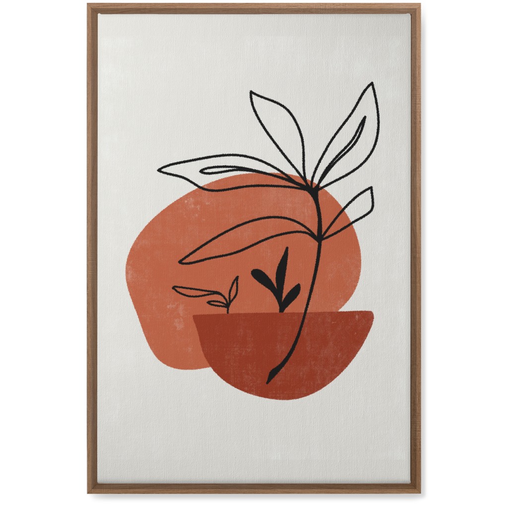 Abstract Leaf Sketch - Terracotta and Ivory Wall Art, Natural, Single piece, Canvas, 20x30, Brown