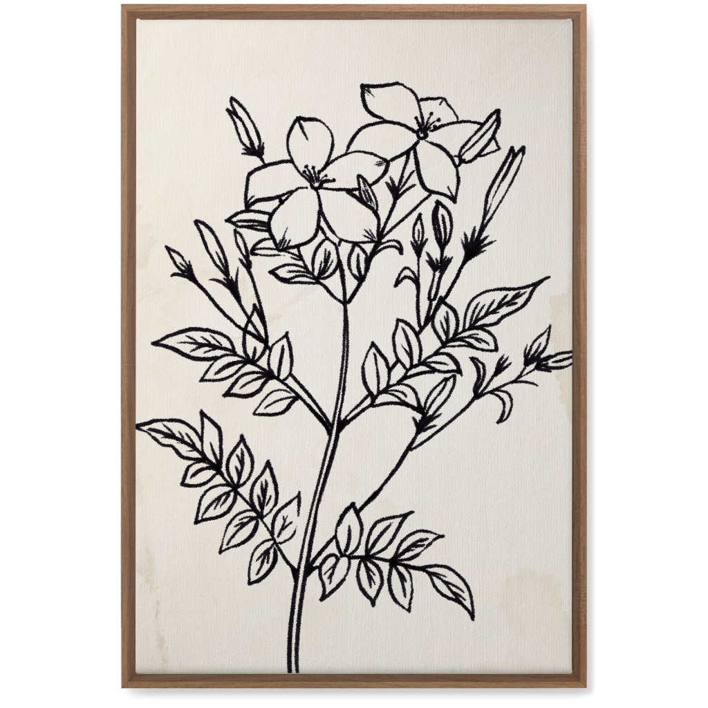 Vintage Jasmine Sketch - Beige and Black Wall Art, Natural, Single piece, Canvas, 20x30, Beige