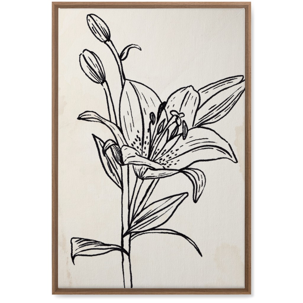 Vintage Lily Sketch - Beige and Black Wall Art, Natural, Single piece, Canvas, 20x30, Beige